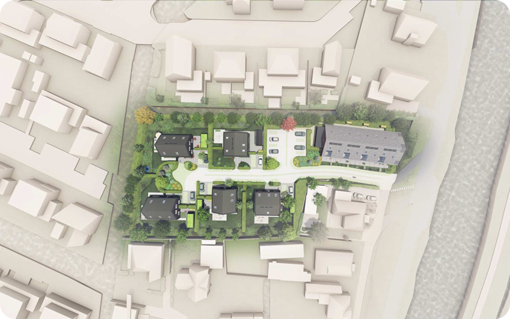 Situatieplattegrond D'Coolenwaerd: 9 nieuwbouwwoningen aan de Oostdijk in Heerhugowaard, gemeente Dijk en Waard